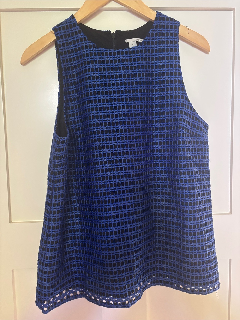 Halogen Blue Grid Lace Tank Top